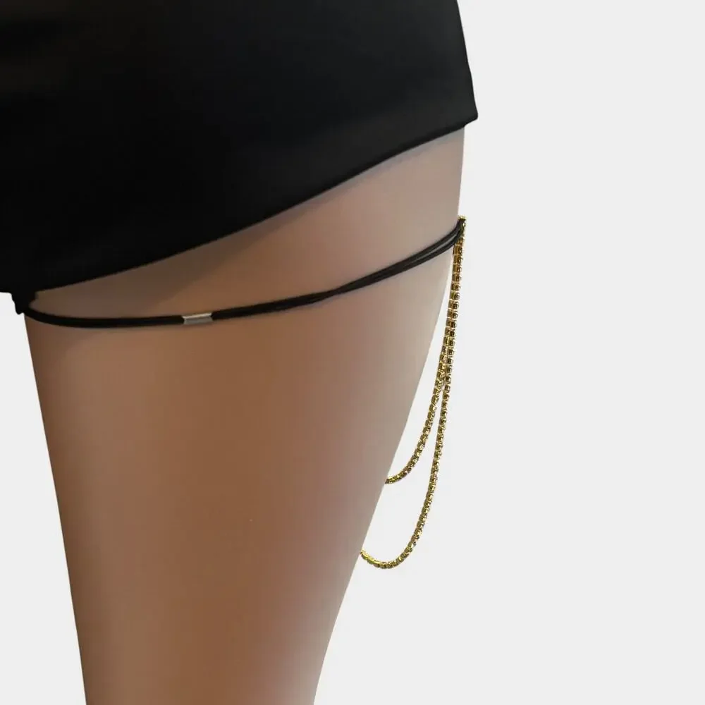 Crystal Rhinestone Thigh Gold Chain - Picture 6 of 8